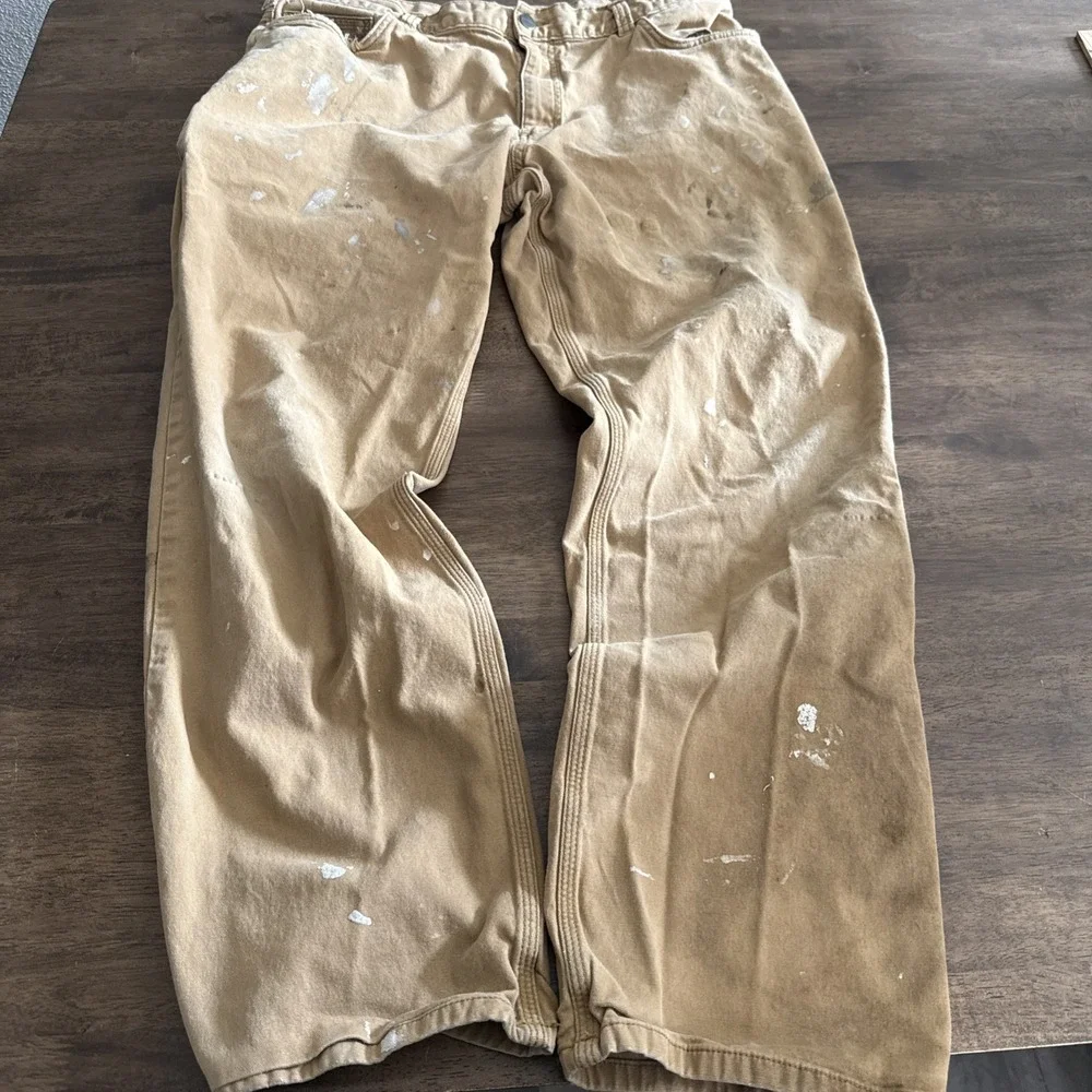 Carhartt 102517-918 Relaxed Fit Work Pants Tan‎ Canvas 38 X 30 Grunge Distressed